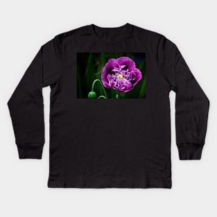 Pretty Purple Poppy Flower Kids Long Sleeve T-Shirt